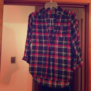 Plaid 3/4 sleeve shirt