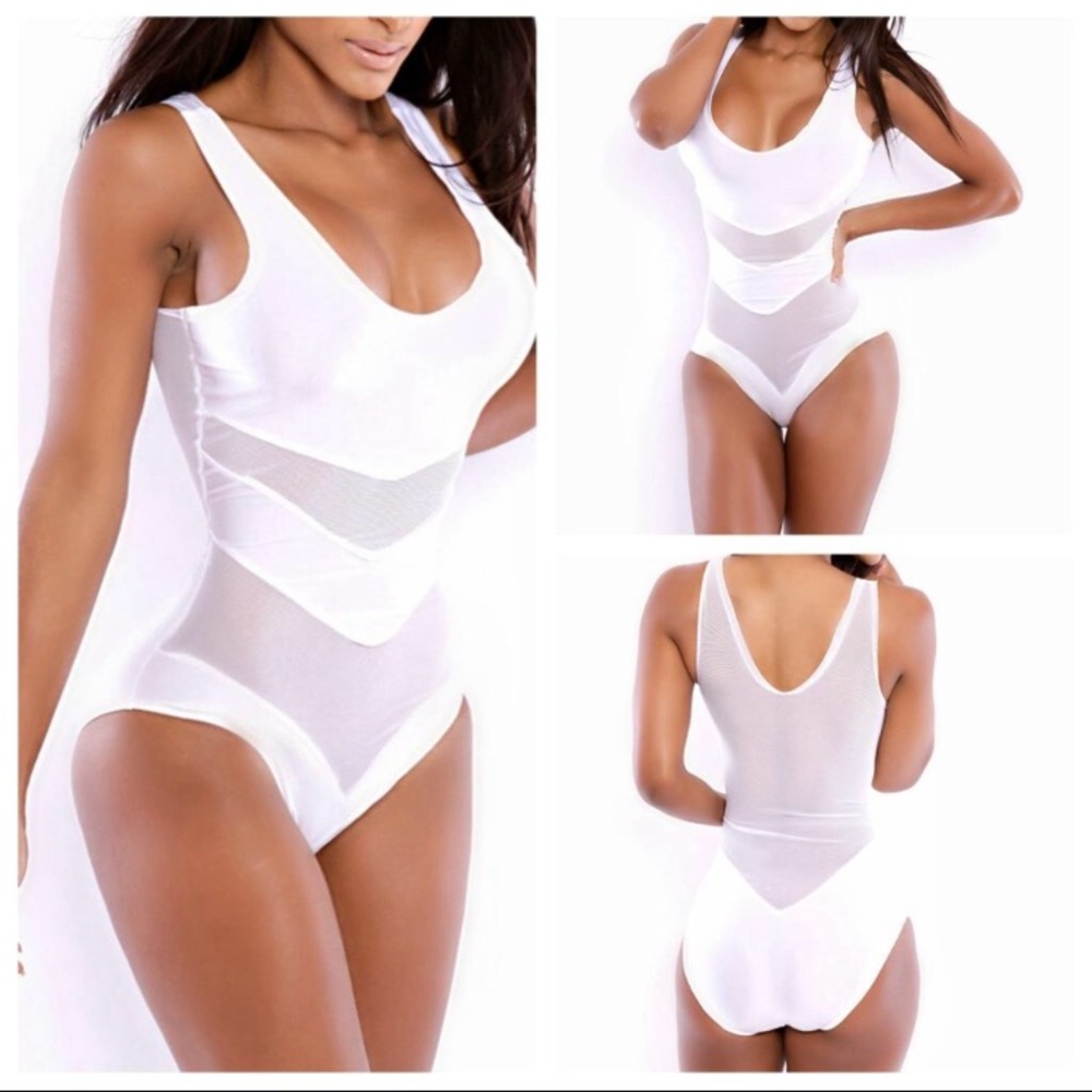 white mesh body/bathingsuit