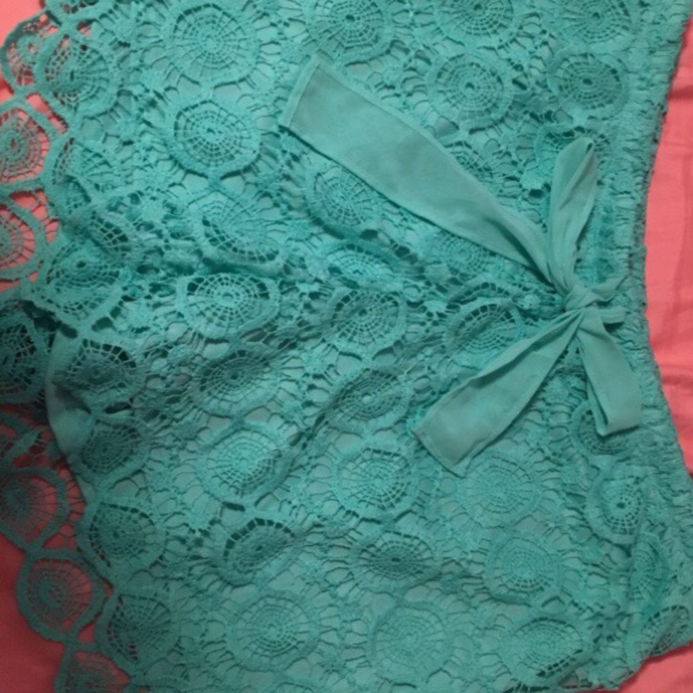 Teal Lace Shorts