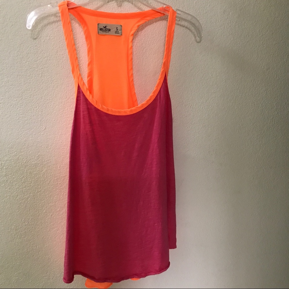 Hollister Pink/Orange Sheer Top