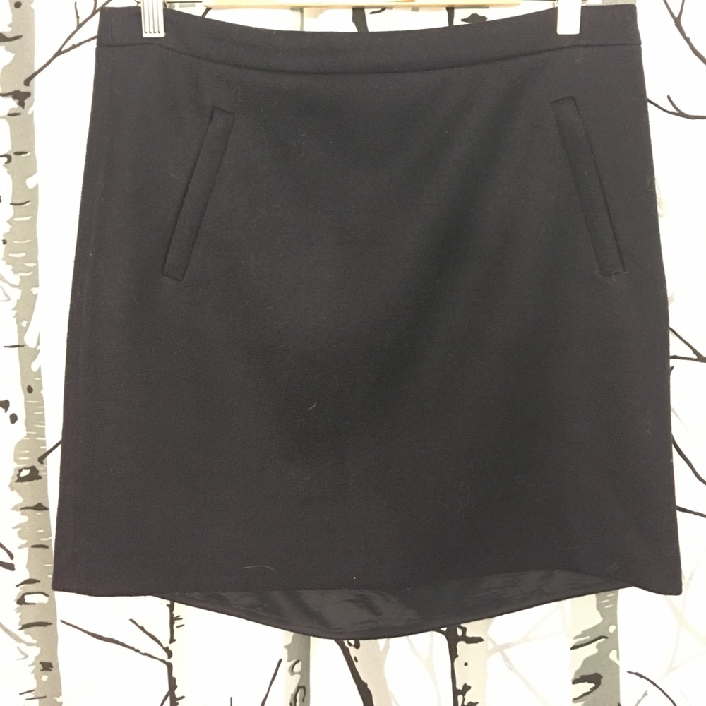 Navy Wool Mini Skirt