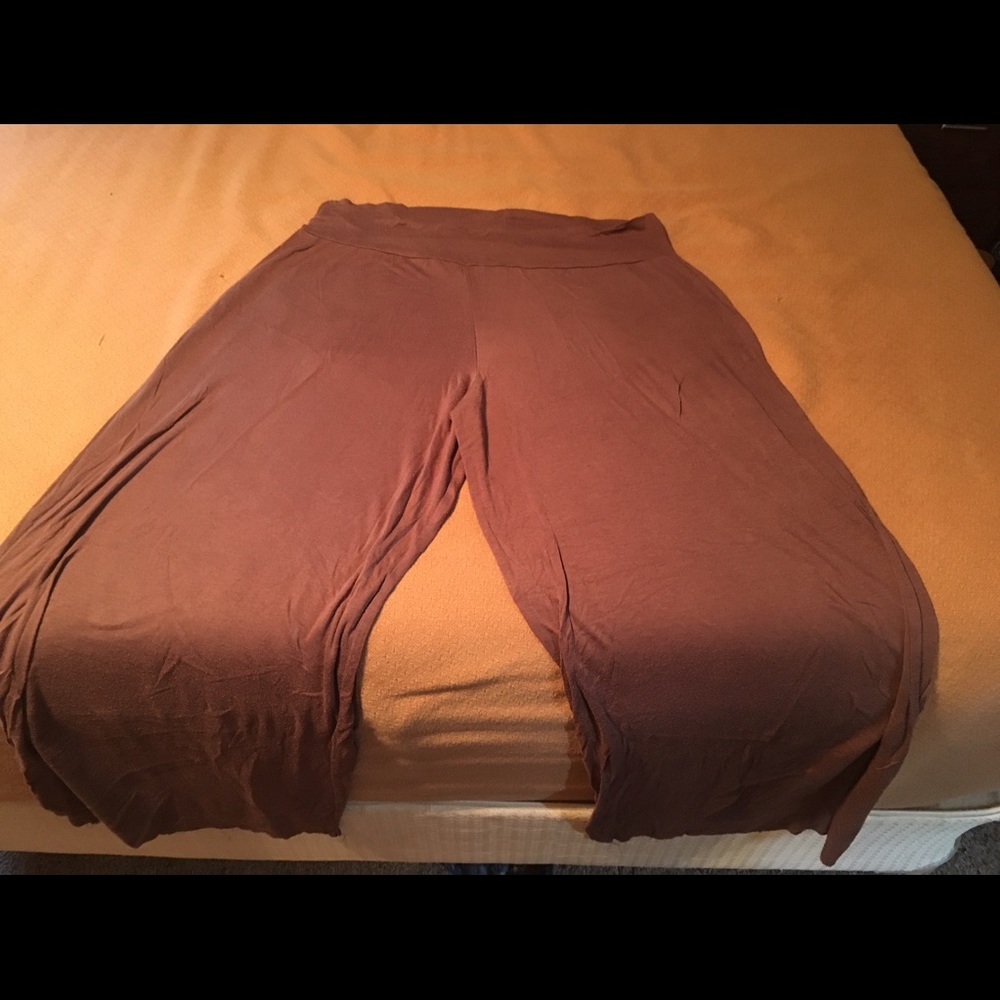 Solid brown palazzo pants
