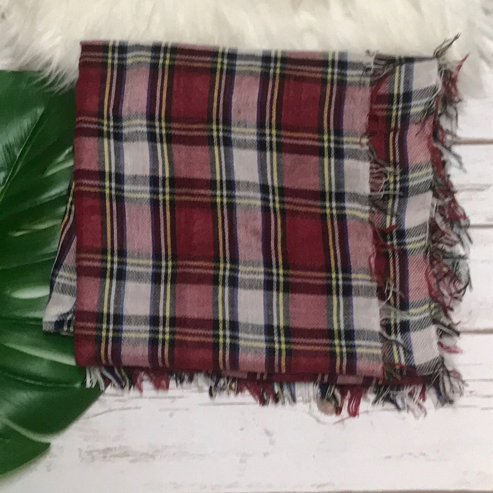 Large Red Plaid Scarf