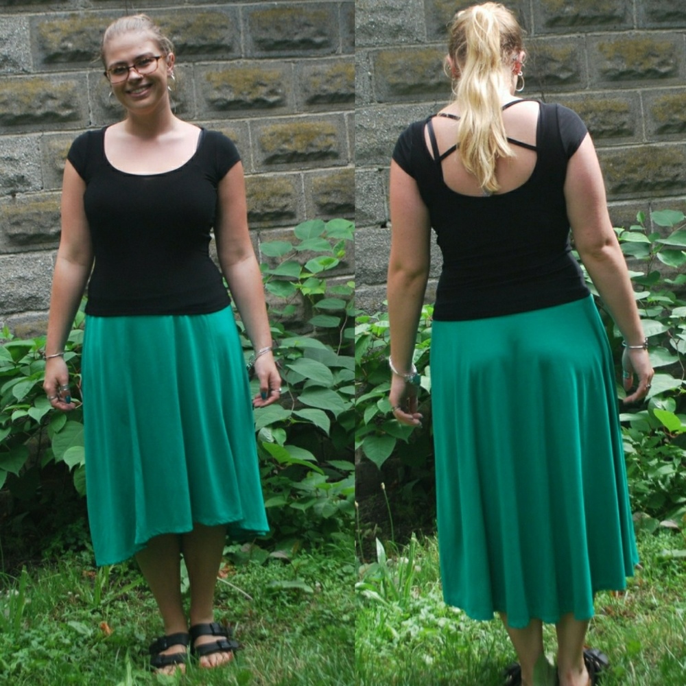 Green Hi-low skirt