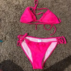 Bright pink swimsuit