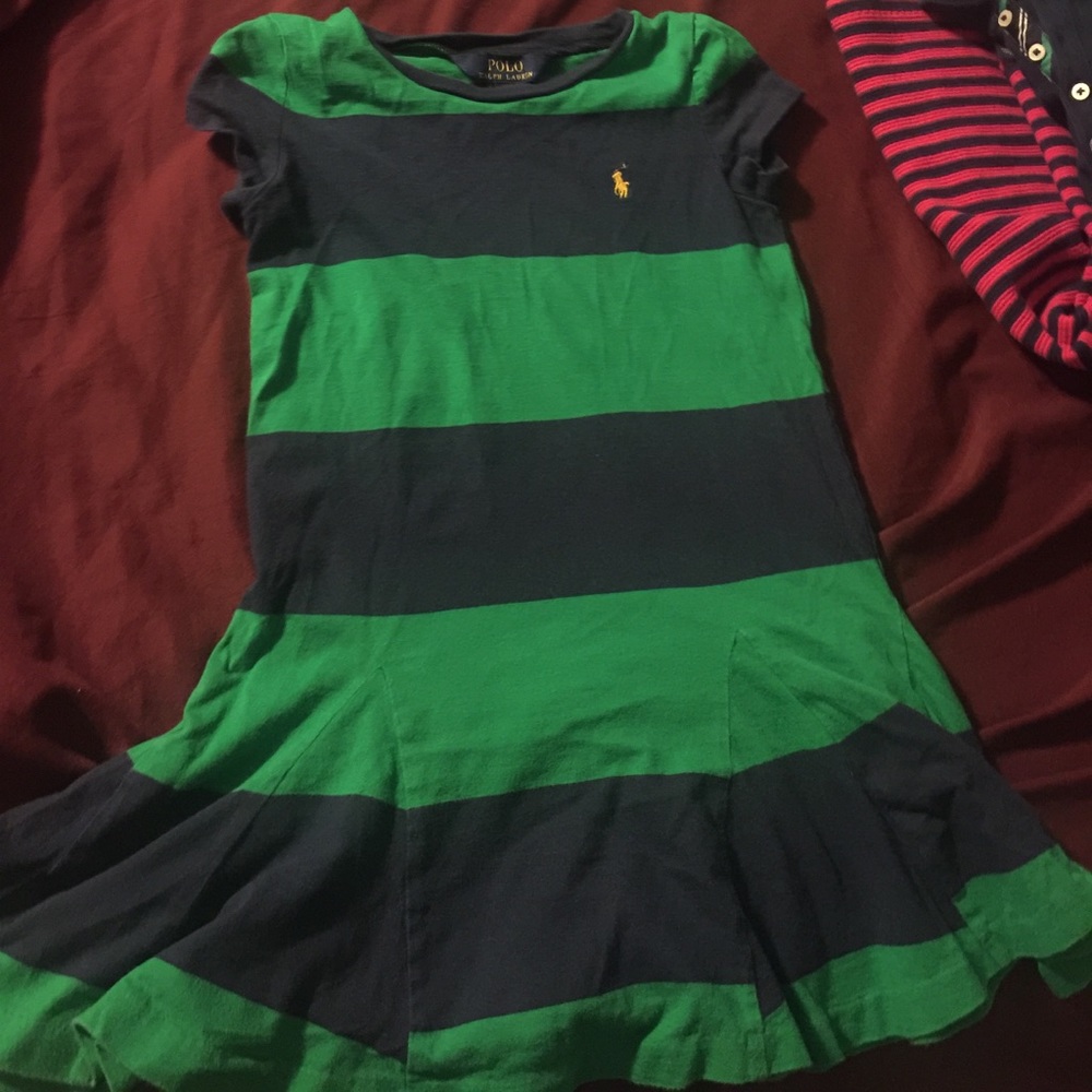 Green and navy polo dress