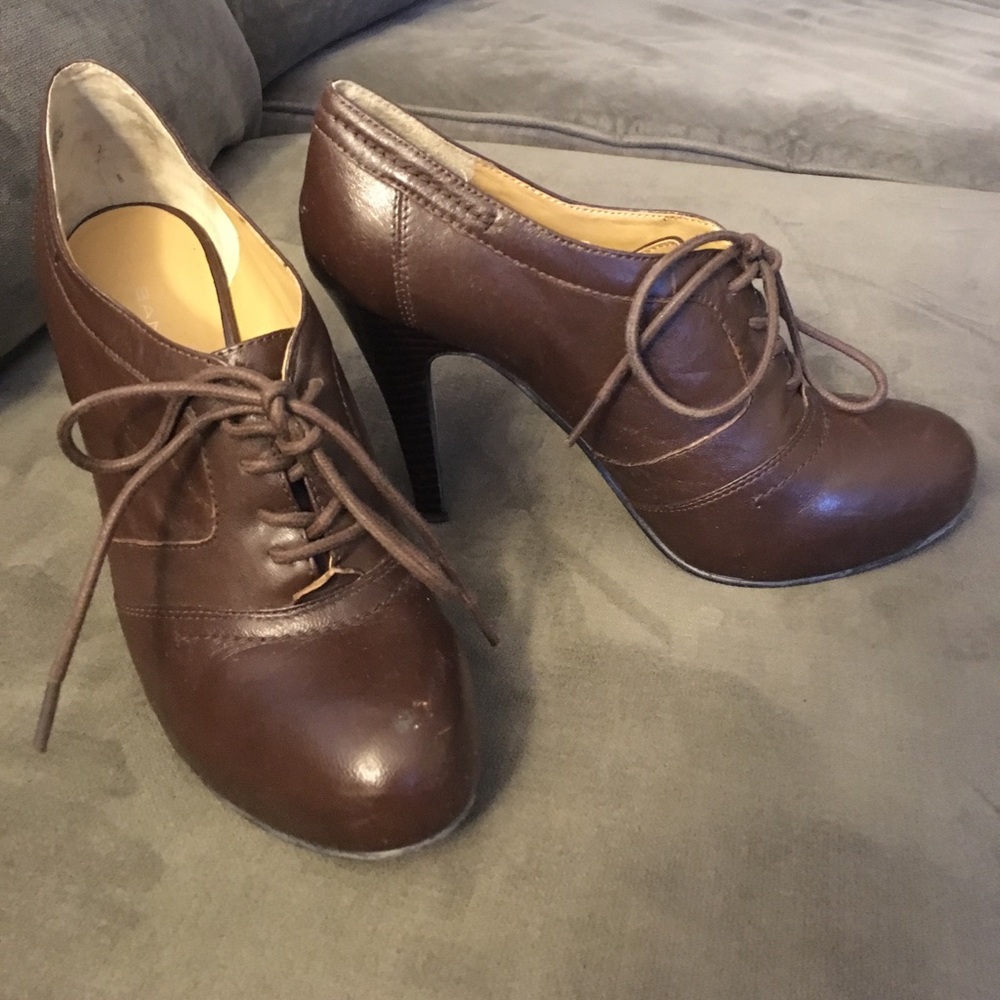 Brown leather booties