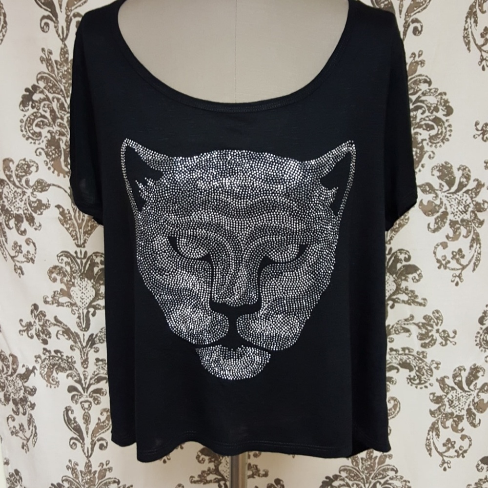 Black and silver panther top
