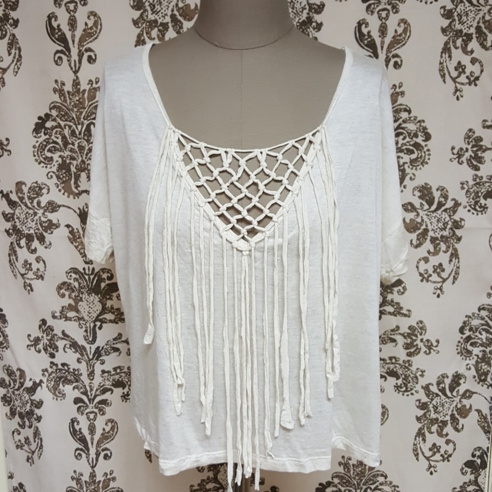 Cream  top with fringe
