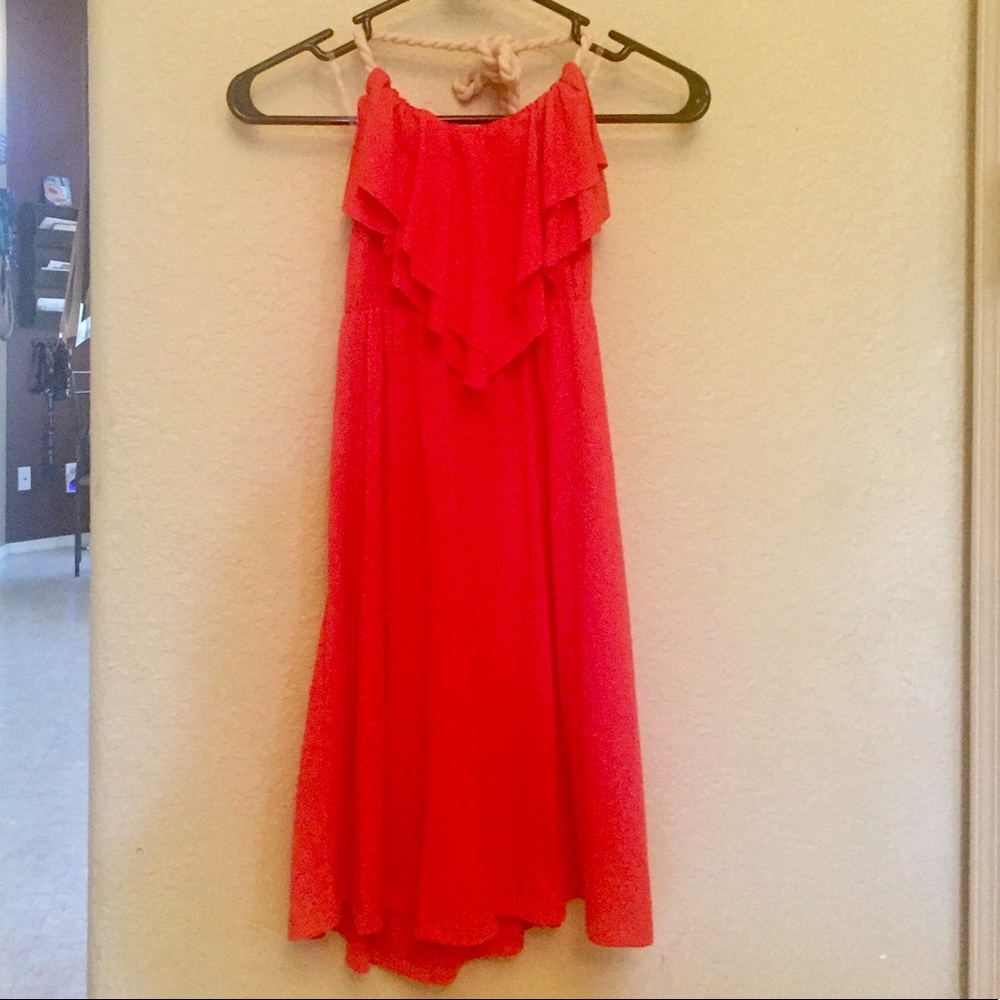 Adorable coral halter summer dress!