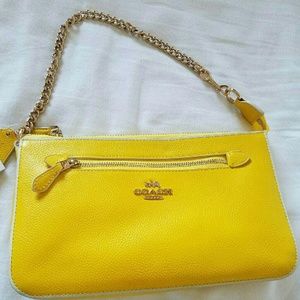 COACH Pebbled Yellow Colorblock  Leather Nolita