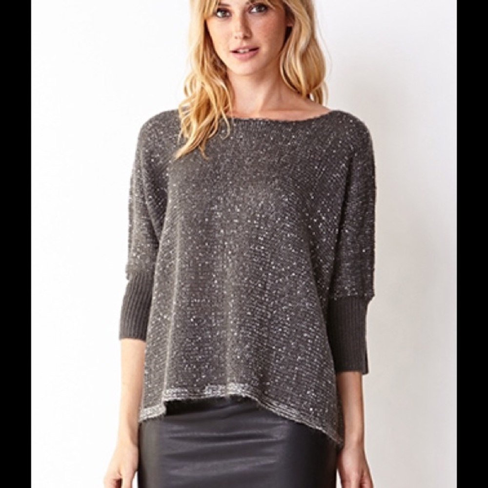 NWOT Forever 21 Marled Gray Sweater with Sequins