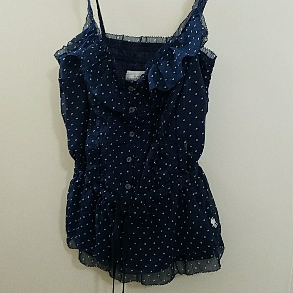 White polkadot blue tank top