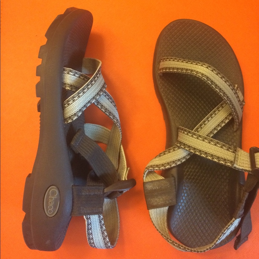 Womens Chacos size 6W. Worn once. Brown and tan.