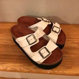 White platform sandals