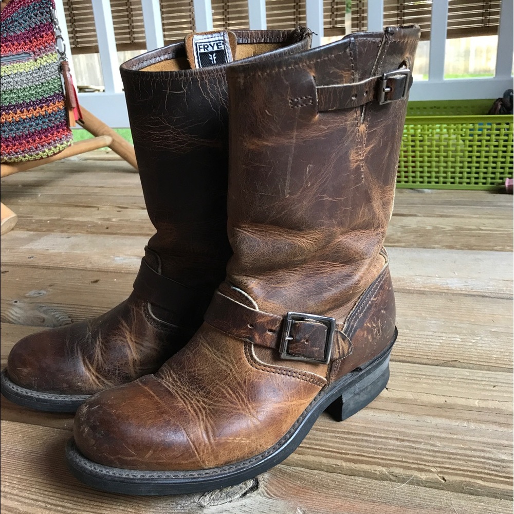 Distressed Brown Frye Boots