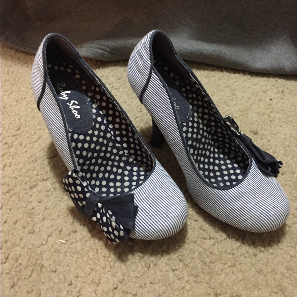 Navy and white heels