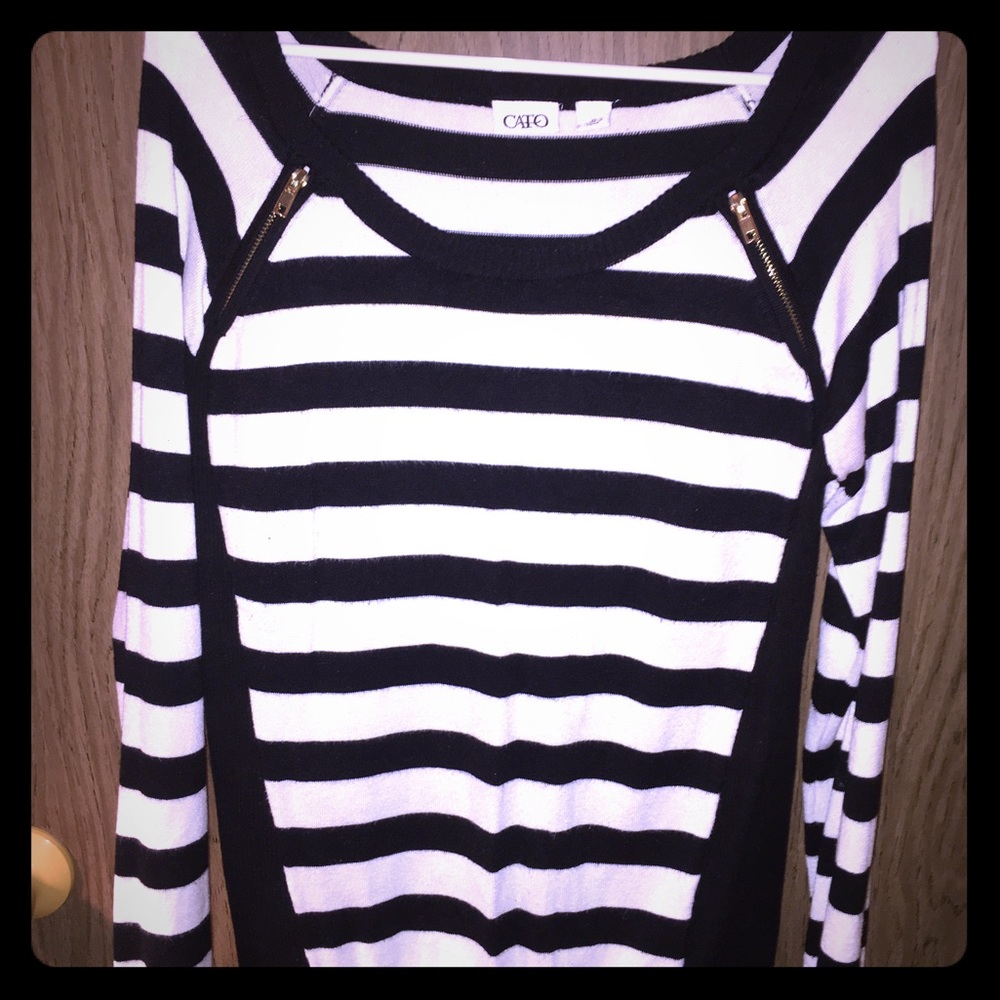 Striped sweater with zipper detail