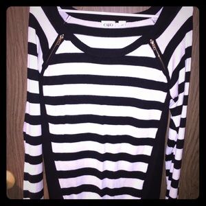 Striped sweater with zipper detail