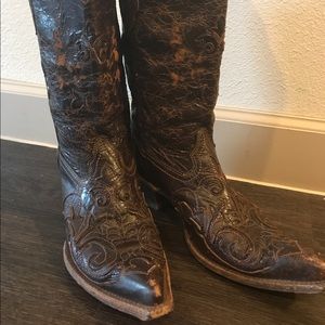 Corral chocolate lizard inlay boots