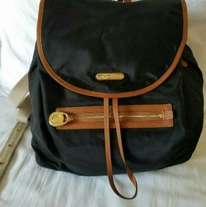 Michael Kors black /tan nylon backpack