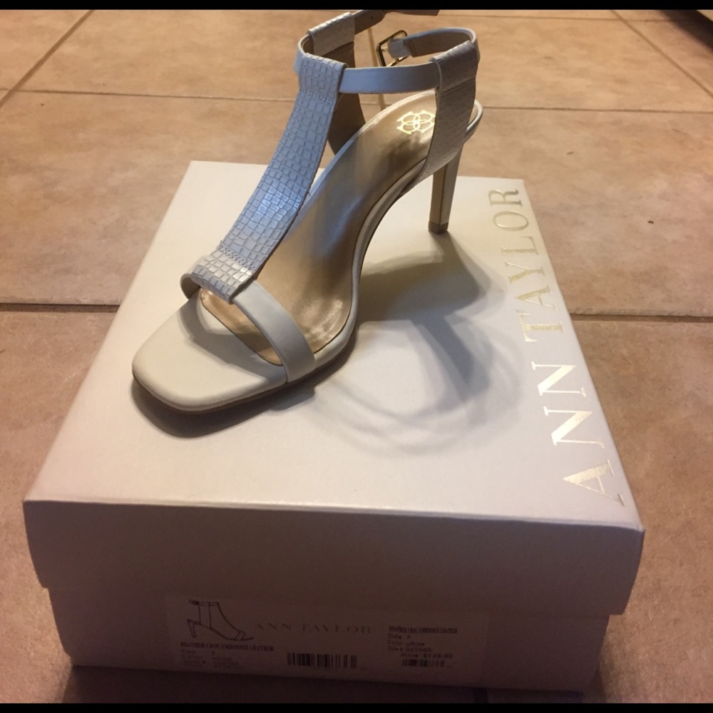 Ann Taylor Heather Croc Embossed Leather Heels