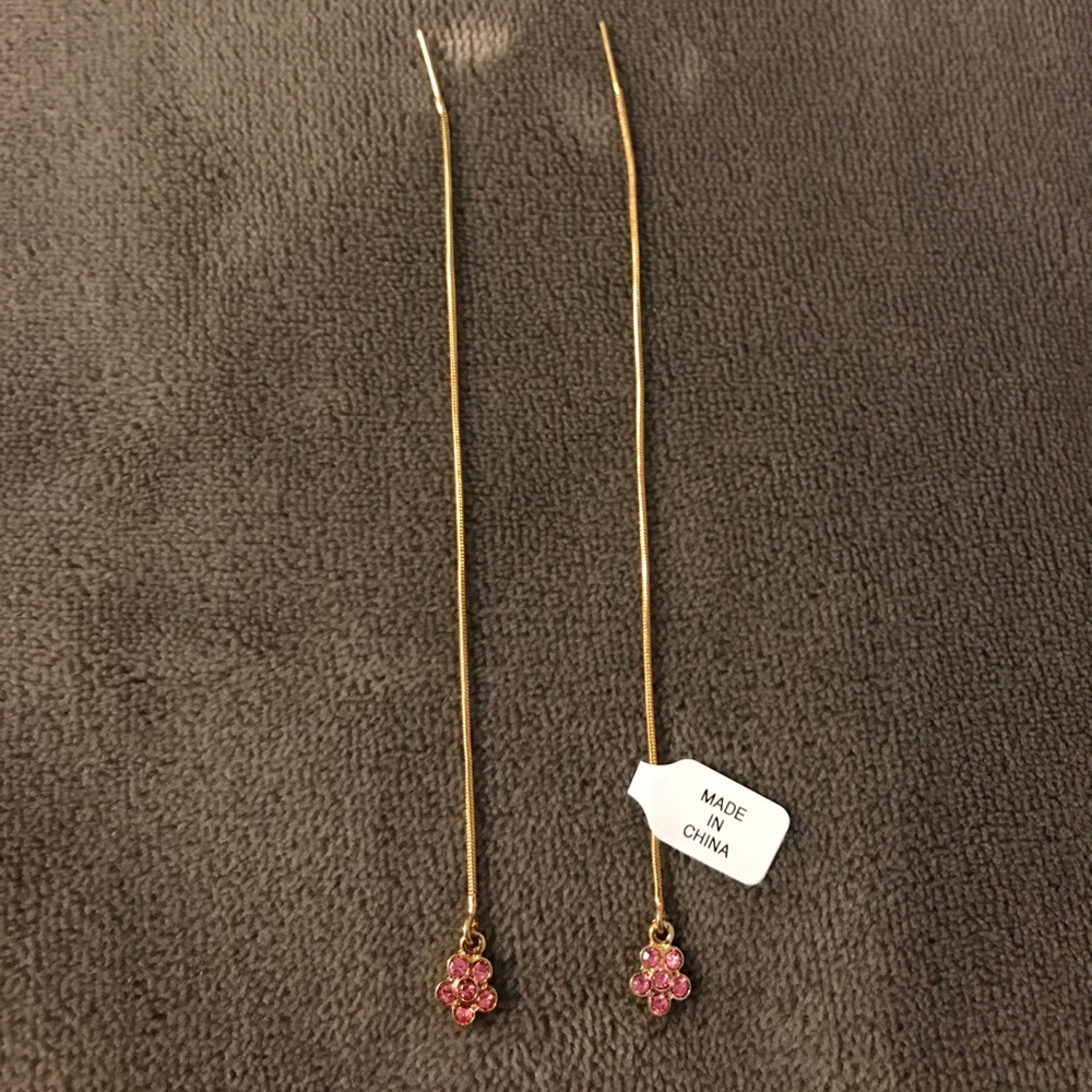 Threaded "Pull Through" Gold Flower Earrings *NWB*