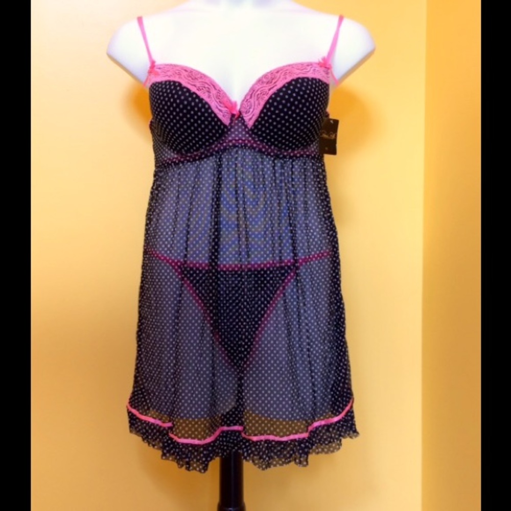 NWT Rene Rofe PolkaDot Chemise / Babydoll Lingerie