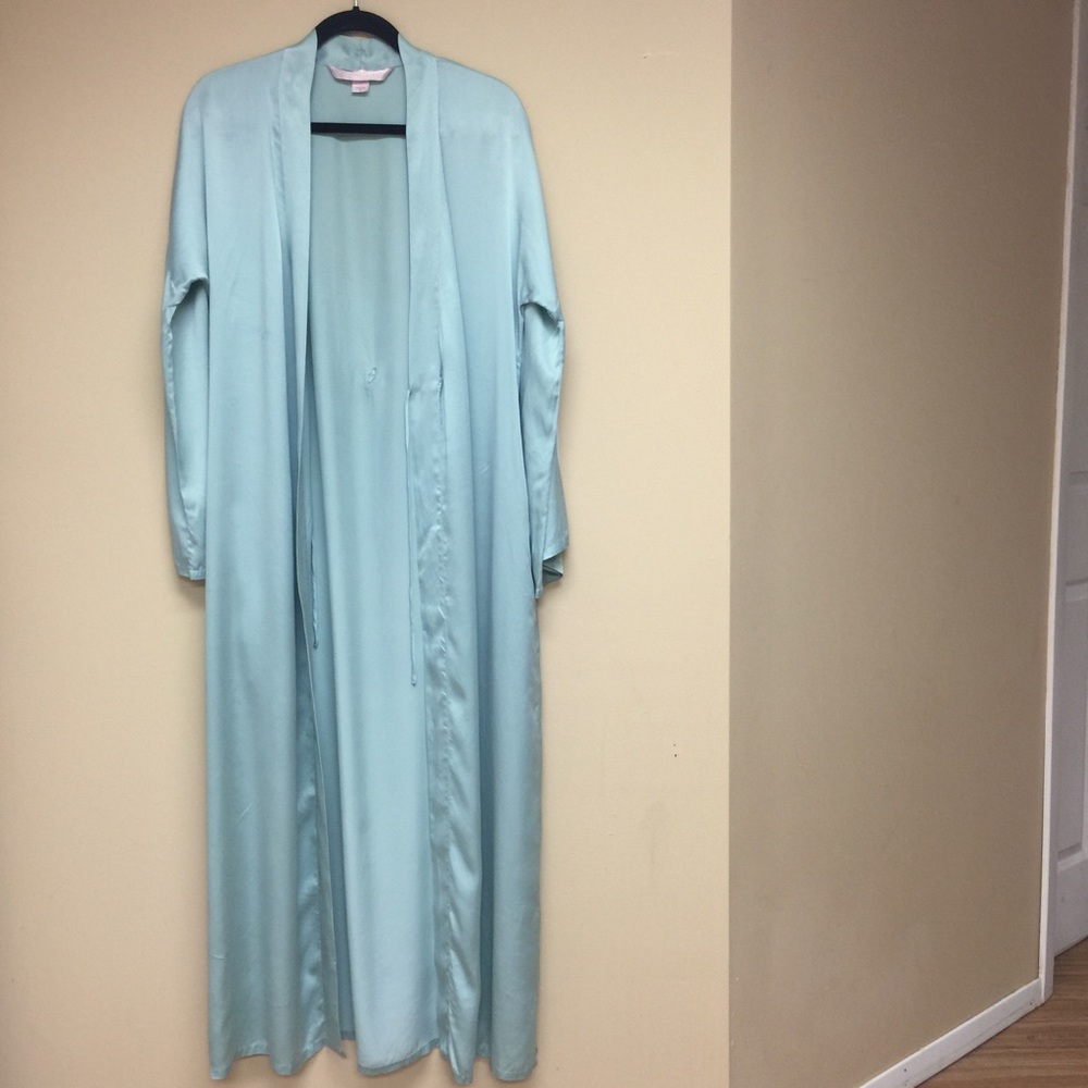 Teal / Mint Long 100% Silk Victoria's Secret Robe