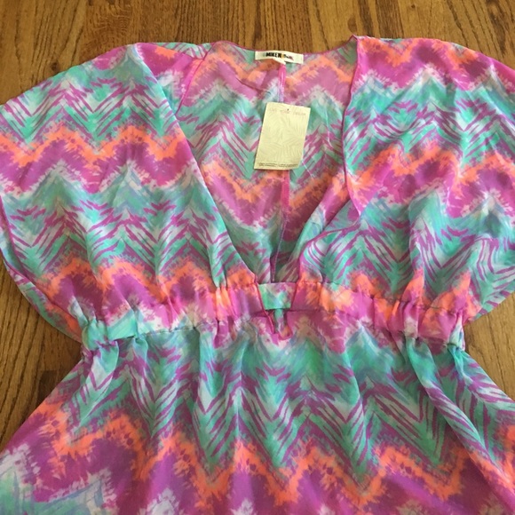 Miken swim swimsuit coverup Aqua Multi - Picture 2 of 2