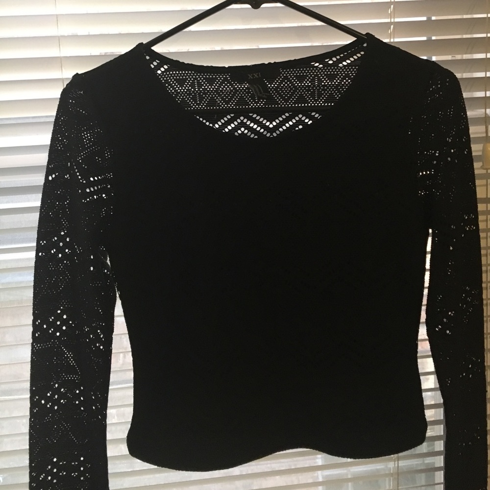 Black lace long sleeved shirt