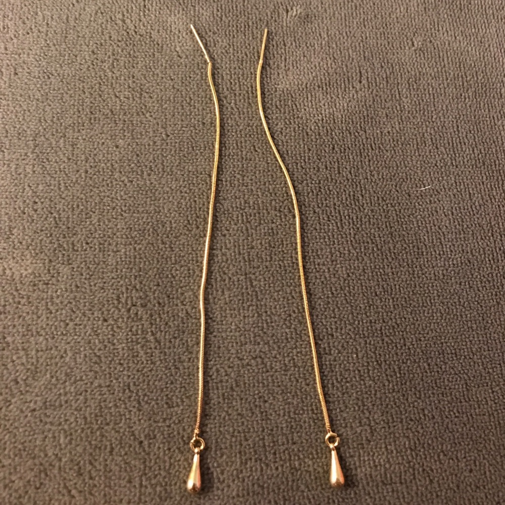 Threaded "Pull Through" Gold Pendent Earrings *NWB