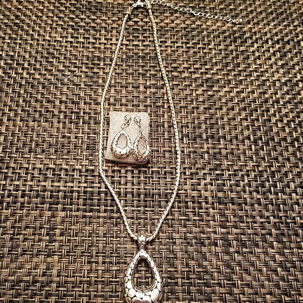 🇺🇸 Sale Silver toned necklace and earings.