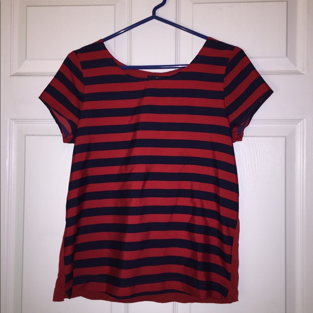 Red and blue blouse