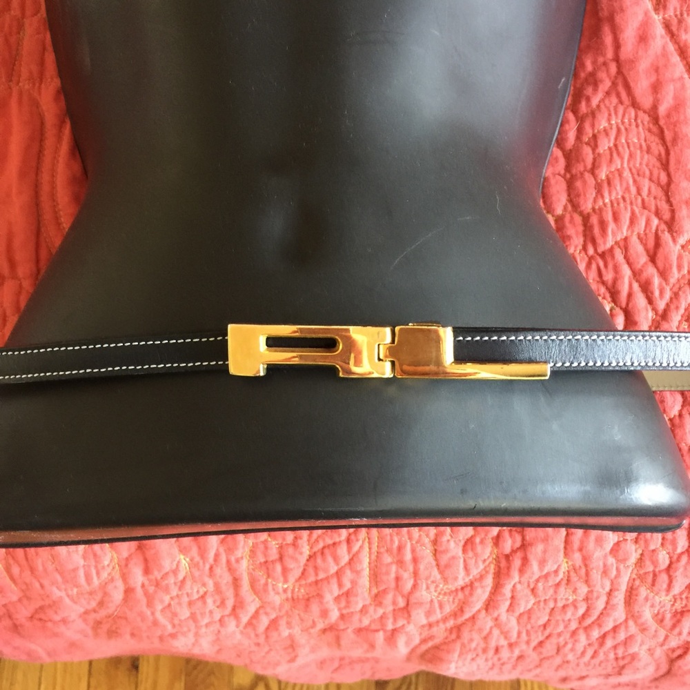 Vintage Ralph Lauren Skinny Leather Belt RL Buckle