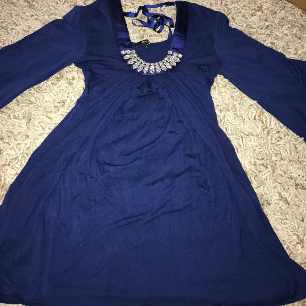 Sheer blouse, blue. Rhinestone!