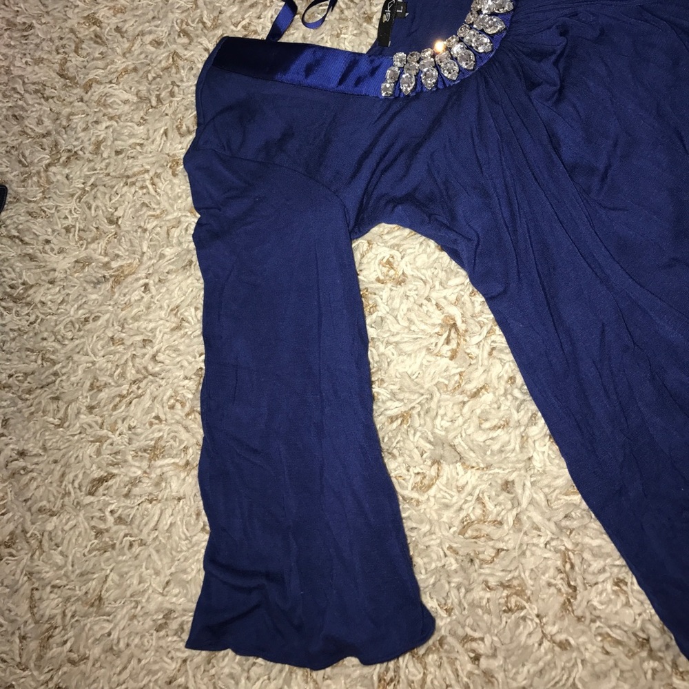 Sheer blouse, blue. Rhinestone! - Picture 4 of 5