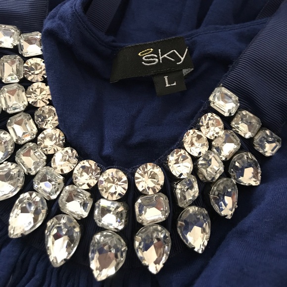 Sheer blouse, blue. Rhinestone! - Picture 5 of 5