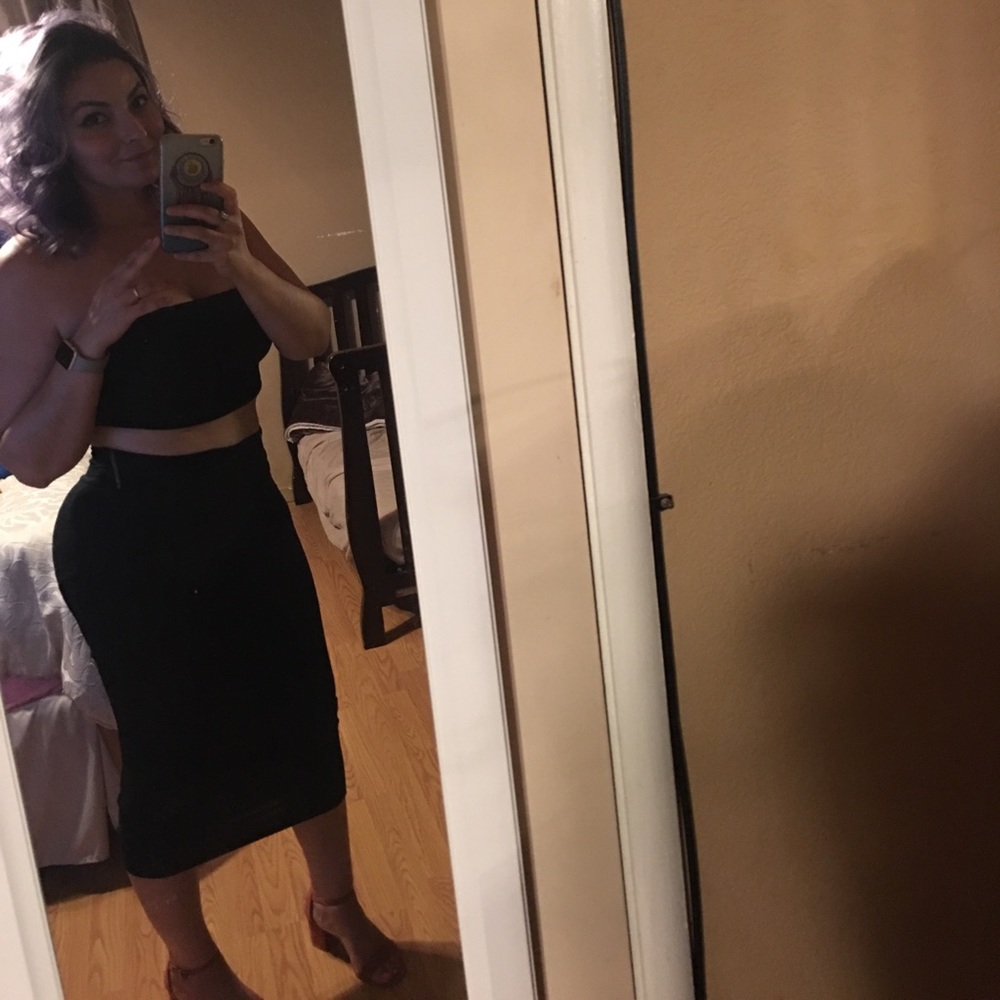 NWT Sexy black two-piece maxiskirt and tube top