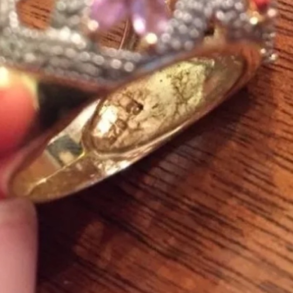 NWOT - Sterling Silver Gold Plated Jeweled Ring - Picture 7 of 7