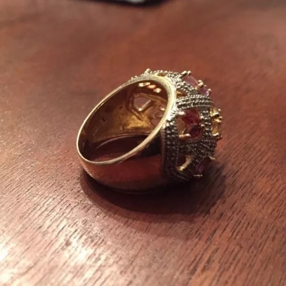 NWOT - Sterling Silver Gold Plated Jeweled Ring - Picture 6 of 7