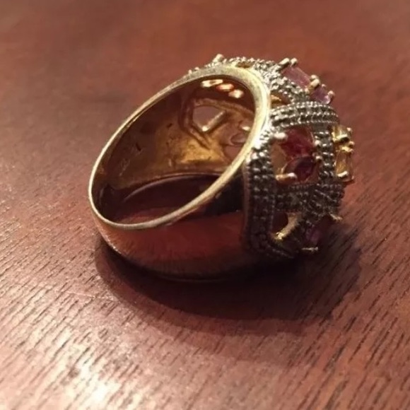 NWOT - Sterling Silver Gold Plated Jeweled Ring - Picture 3 of 7