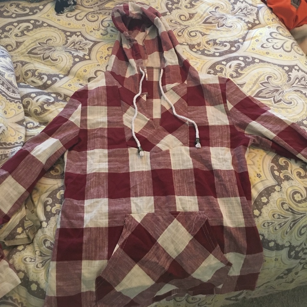 Red and white hoodie