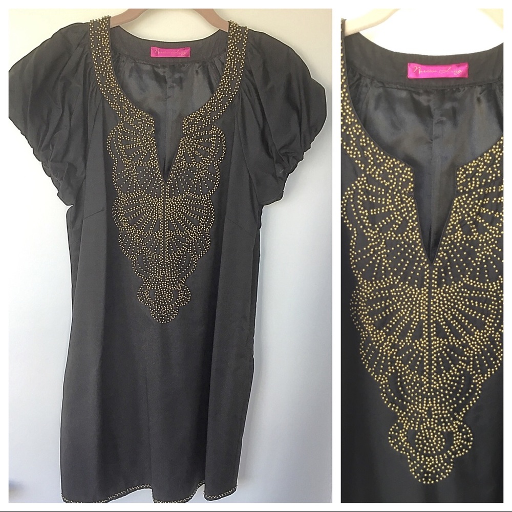 EUC Narciso Lang Gold Studded  Matte Satin Tunic