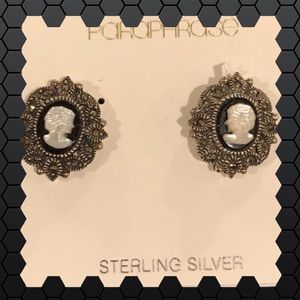 Paraphrase Sterling Silver Cameo Earrings