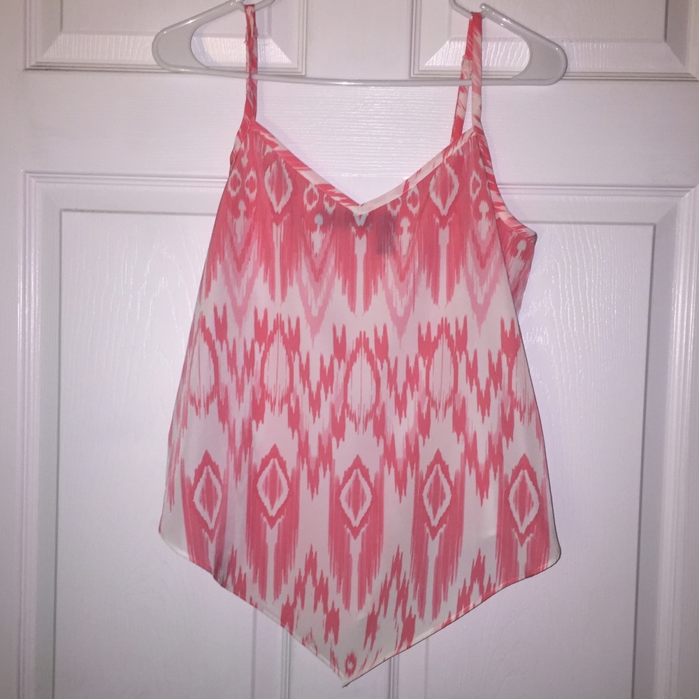 Pink and white flowy blouse