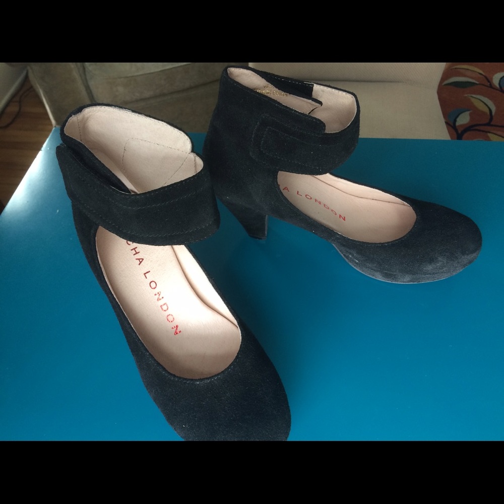 Sacha London black pumps with ankle strap