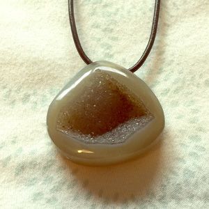 Grey druzy quartz pendant