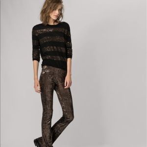 MAJE - black wool and mocha sequins sweater