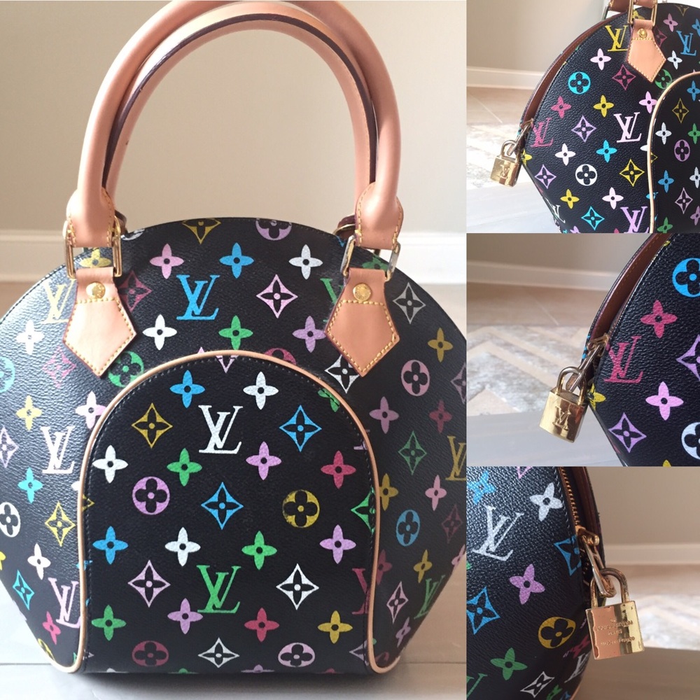 Multi color tote with gold hardware